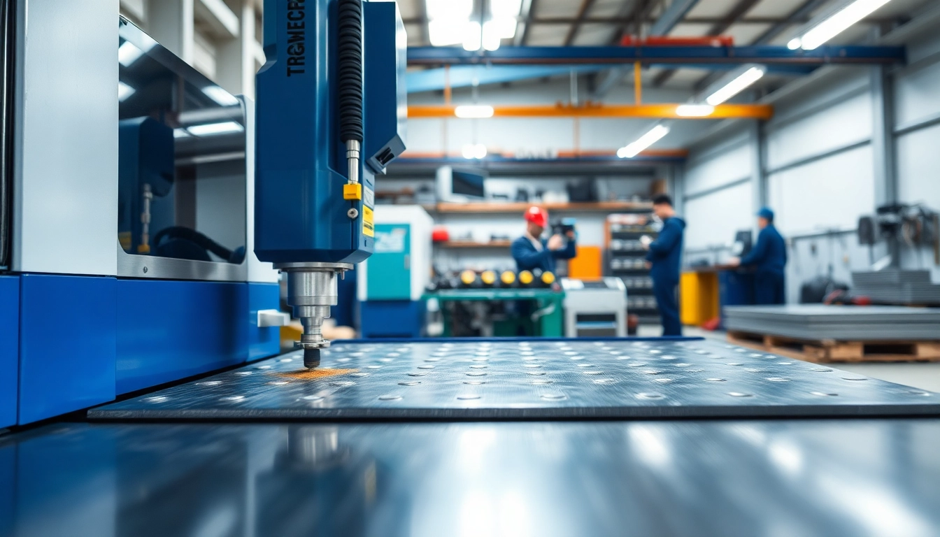 Precision plate cutting in action with CNC machinery highlighting efficiency and quality.