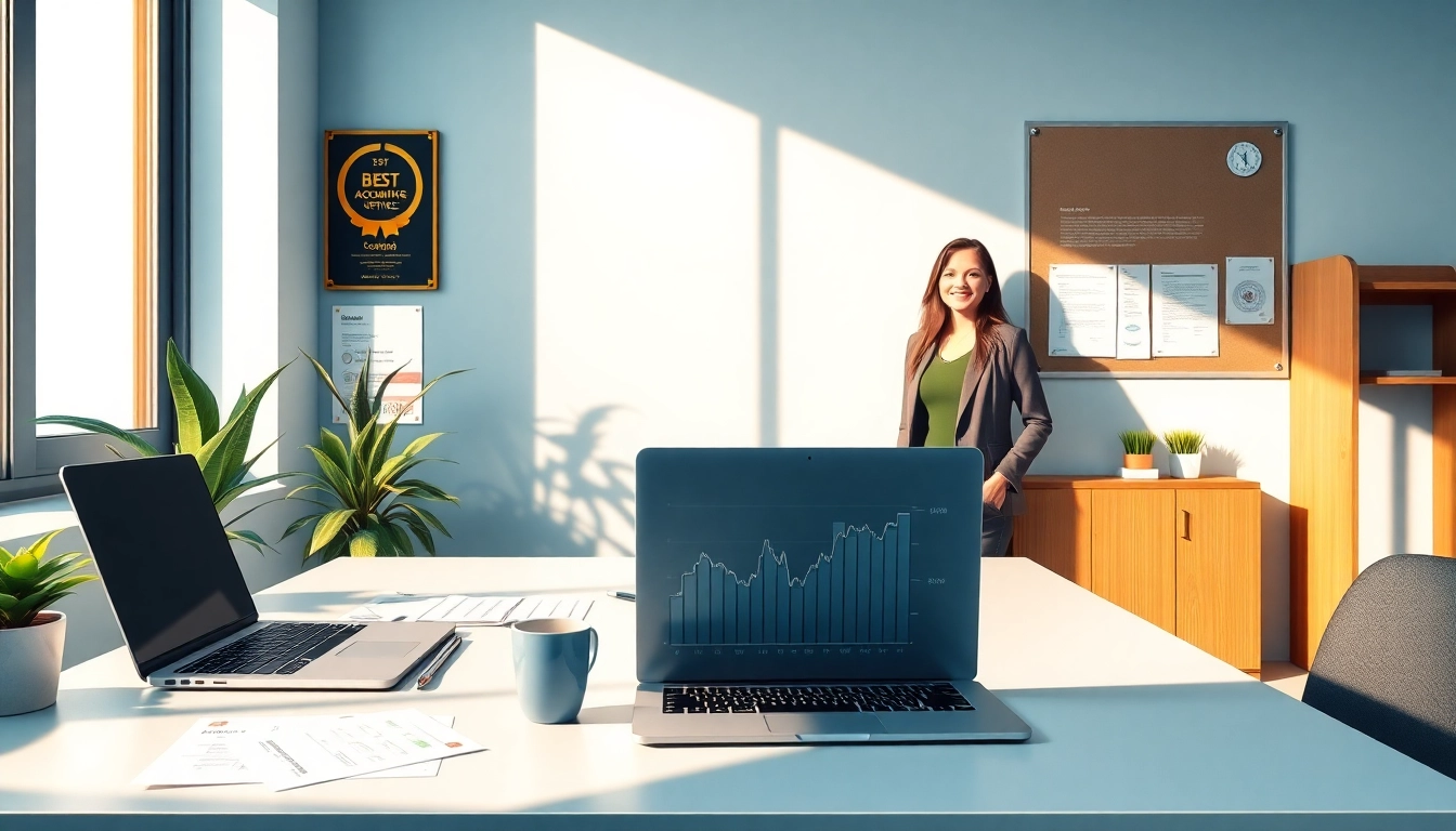 Profesjonalne otoczenie prezentujące Usługi księgowe w nowoczesnej firmie rachunkowej z przyjaznym księgowym.