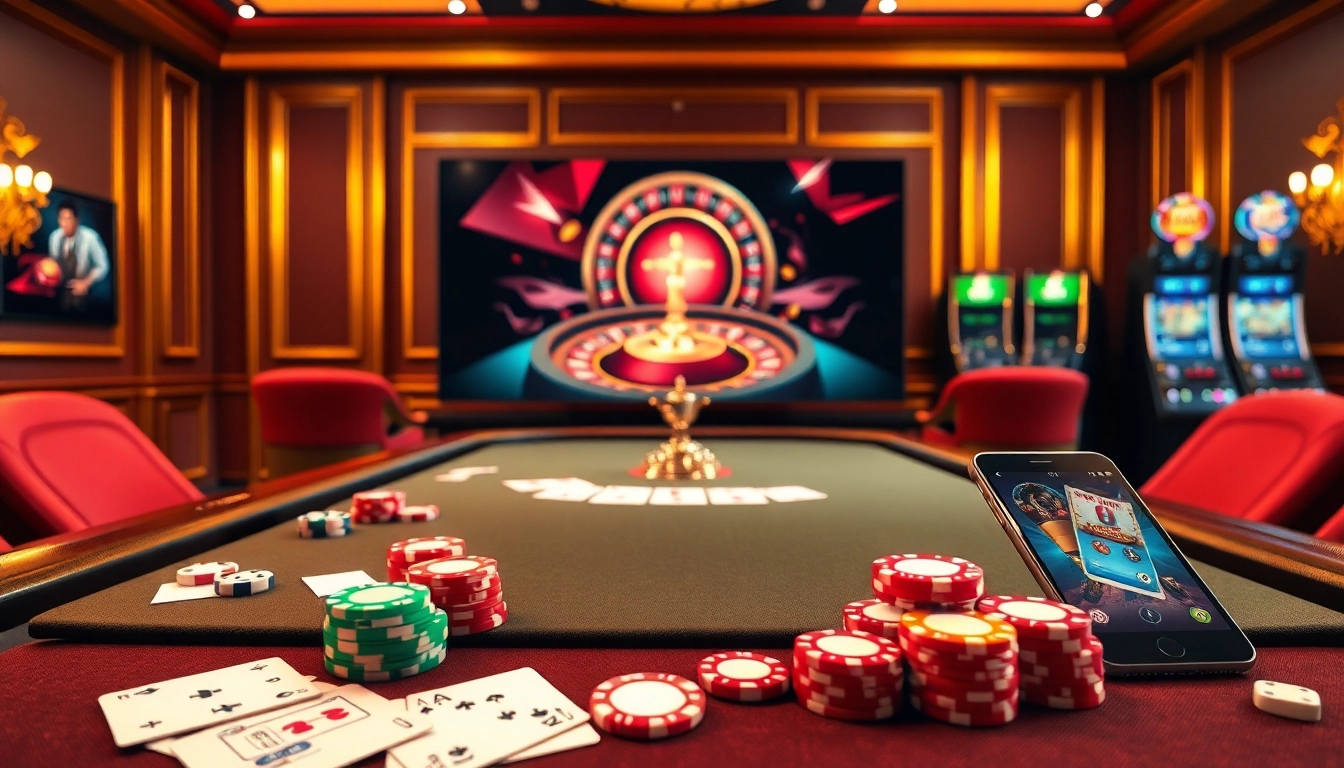 Rejoignez l'excitation du casino en ligne avec une table de poker virtuelle luxueuse, des jetons vibrants et des interfaces de jeu engageantes.