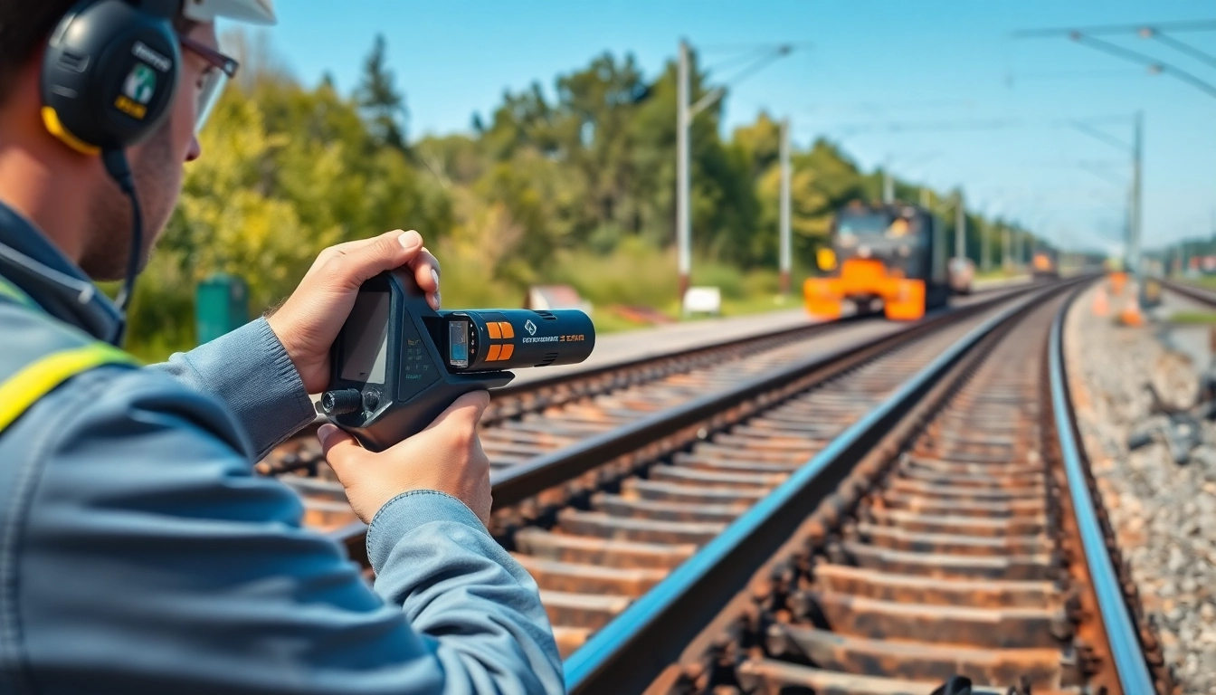 Technician performing a Track Inspection with advanced tools in a professional setting.