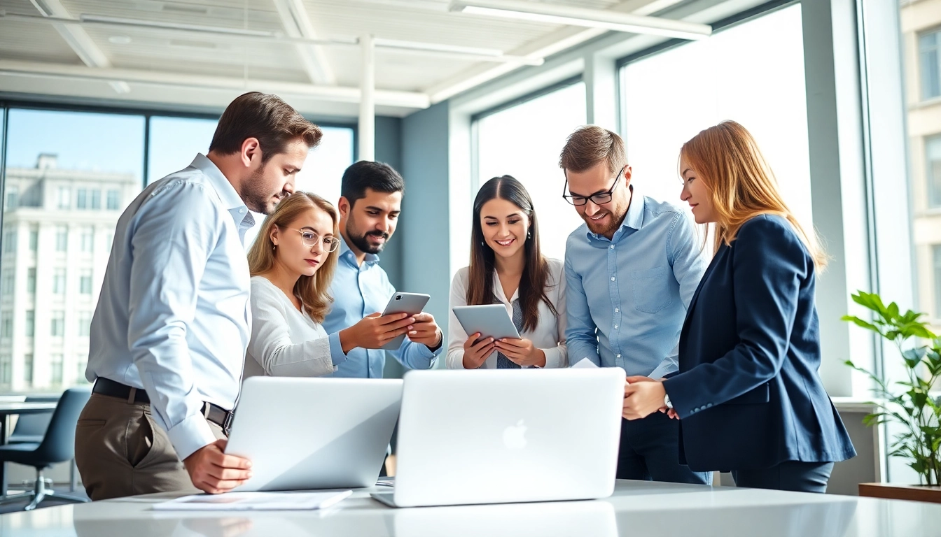 Showcase a dynamic team discussing hubspot crm free features in a modern workspace.