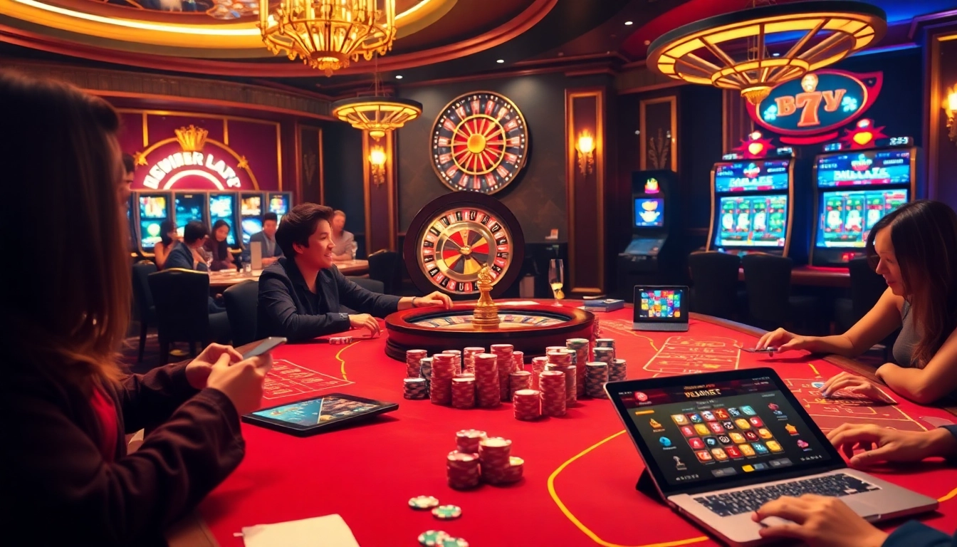 Engaging players at casino tables celebrate wins at https://xin88hv.site/ with poker chips and roulette wheels.