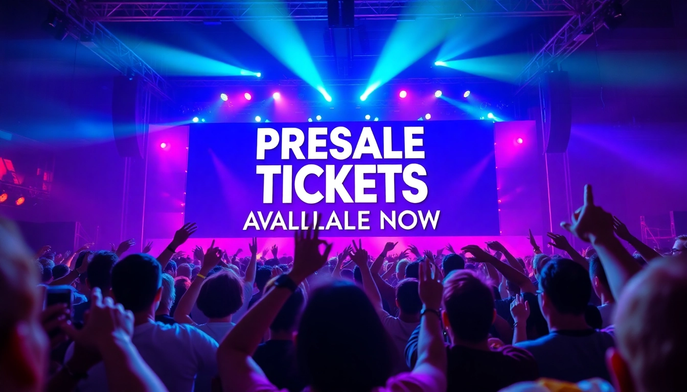 Exciting concert scene showcasing presale tickets available now, with fans eager for the show.
