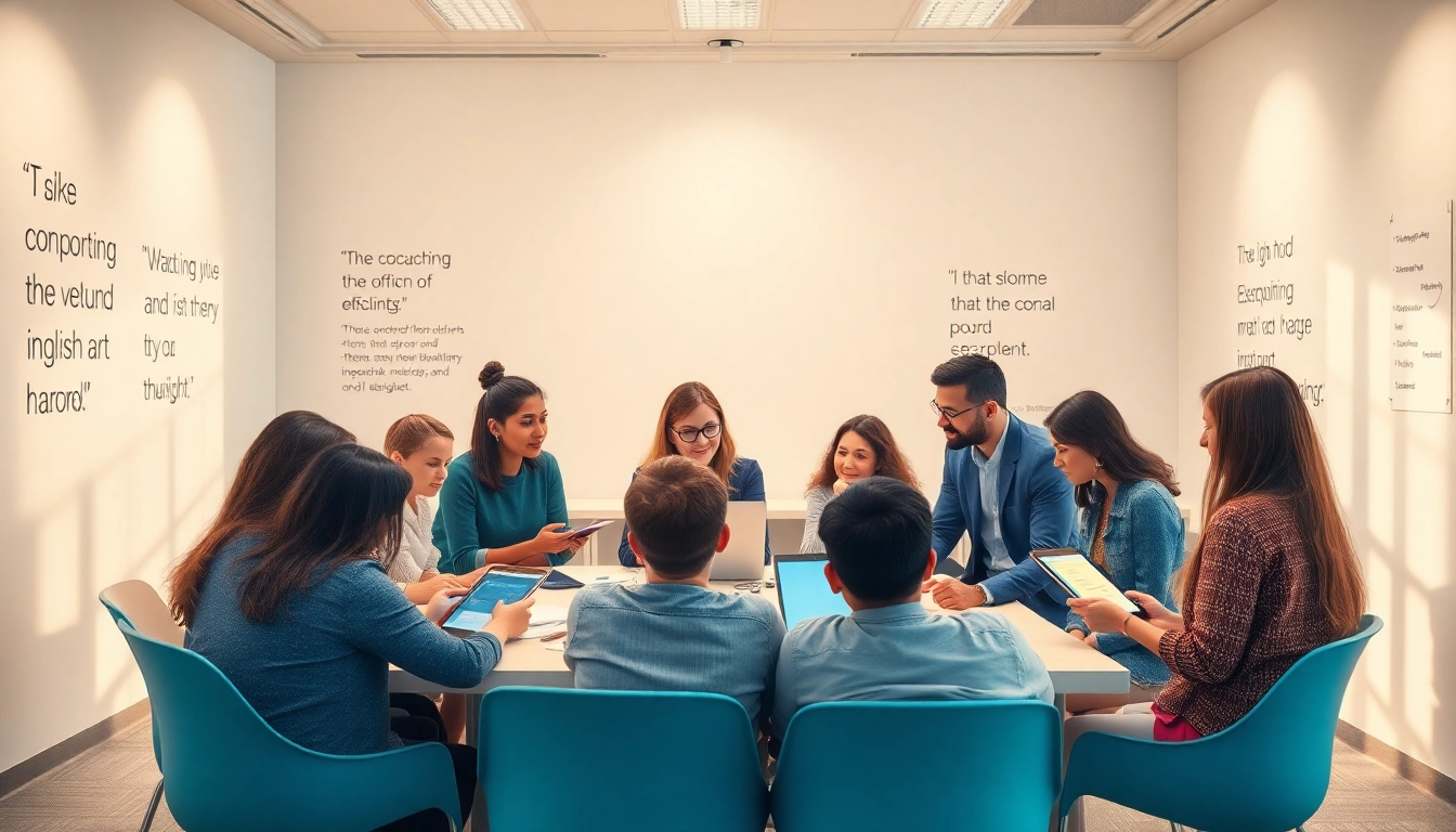 プログリット キャンペーンのための現代的な教室で、協働学習を実演する学生たち。