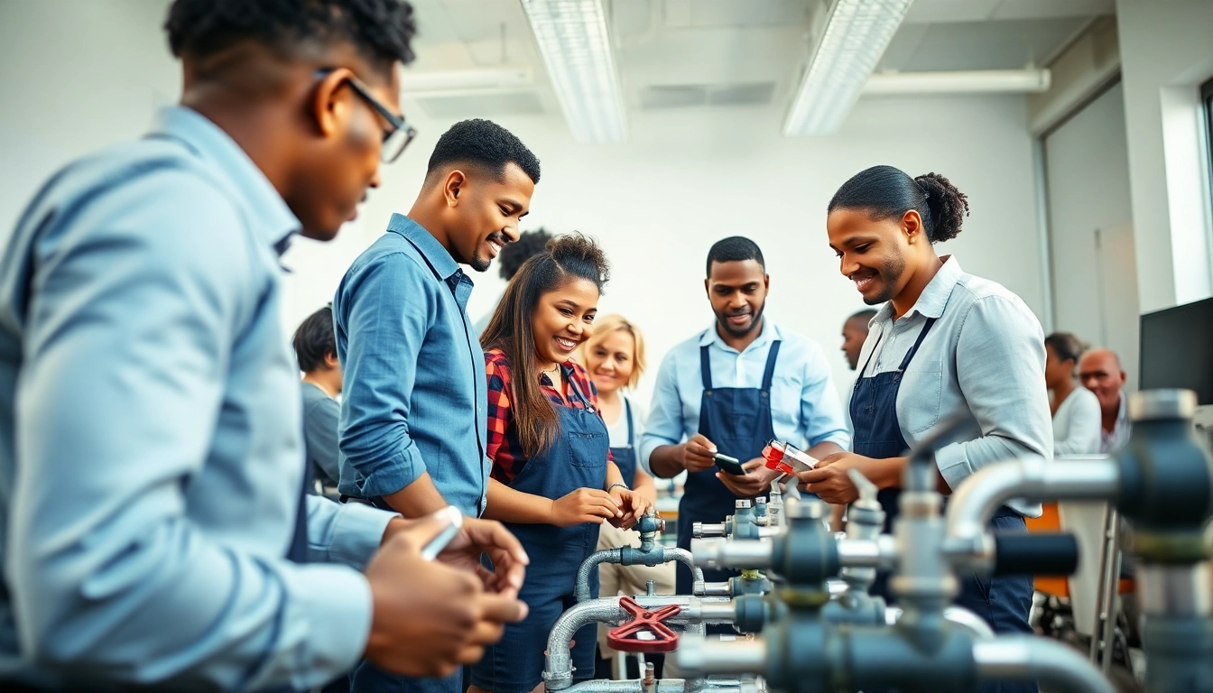 Engaging plumbing courses Durban classroom with diverse students learning.