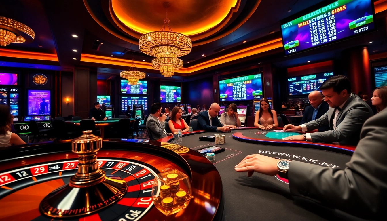 Experience thrilling gameplay at https://www.kjc.global/ with poker chips scattered across a vibrant casino table.
